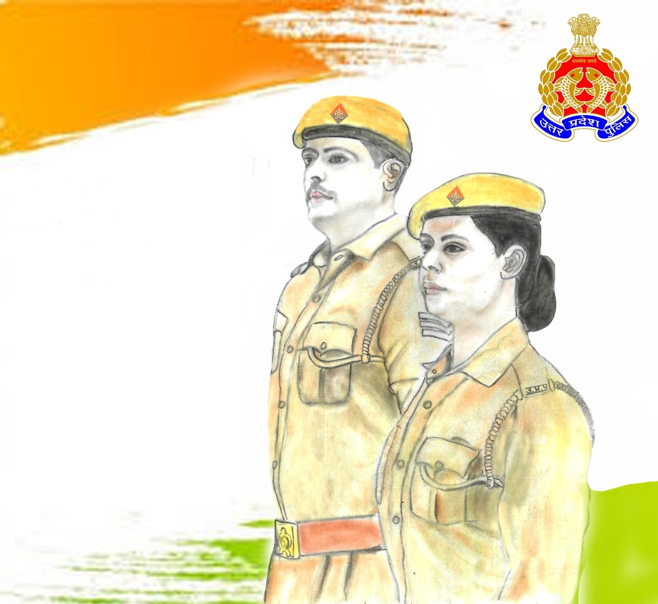 Indian Police Officer Front View Vector Illustration